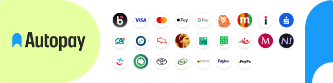Blik + karty + portfele elektroniczne + PIS + przelew + płatności odroczone + raty 647x162 bank pay